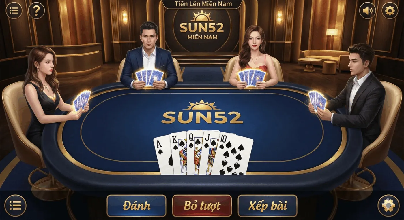 Game Bài Tiến Lên Miền Nam Sun52 – Luật Chơi, Mẹo Thắng & Link Tải 1 Giao diện bàn chơi Tiến Lên Miền Nam (TLMN) đẳng cấp tại Sun52