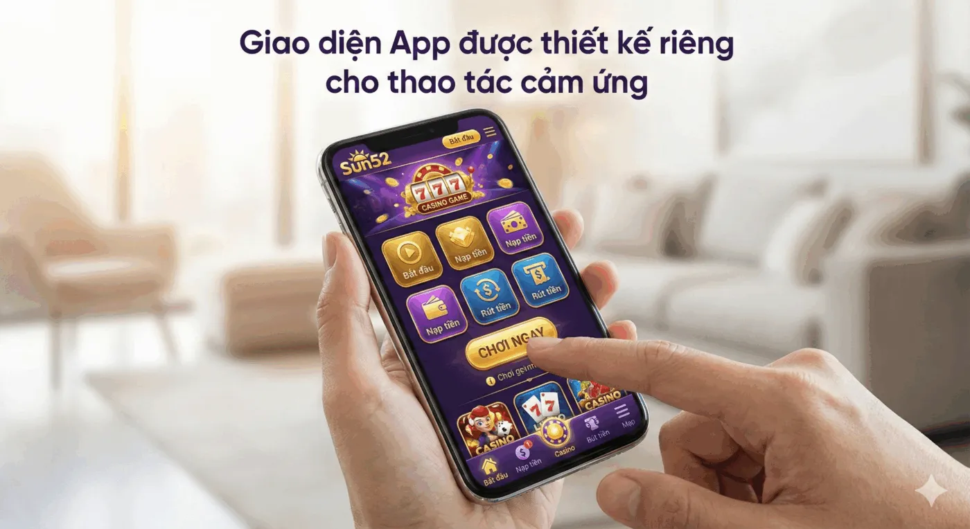 Giao diện App được thiết kế riêng cho thao tác cảm ứng